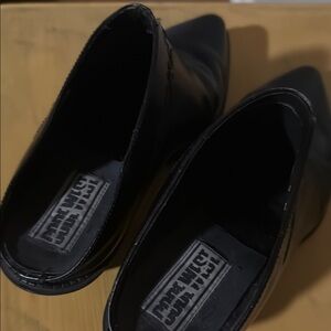 Bundle size 9 women’s   Black Pointed Toe slip ons and leopard print wedge.